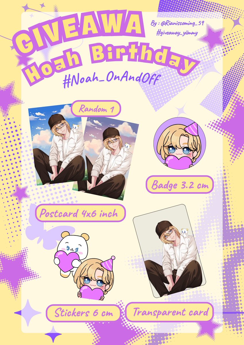 ────. ݁˖ ⋆˙⟡ ୨ৎ ⋆˙⟡. ݁˖ ────

🎂 𝙃𝙤𝙖𝙝 𝘽𝙞𝙧𝙩𝙝𝙙𝙖𝙮 💜✨️
🗓️ 21 Feb 2026
📍MeetupMingle
⏳ 11:00~ (รอบเช้า)

₊˚⊹ᰔ พึลลีคนไหนไปเฟ่สามารถมารับกอว. ทักทายพูดคุยกันได้นะคะ 💜✨️
#Noah_OnAndOff
#PLLIมาแจก 
#giveaway_yümmy