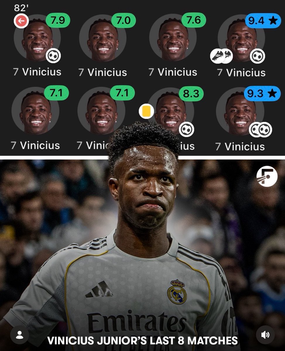 Vini Jr's last 8 matches 🔥🤍