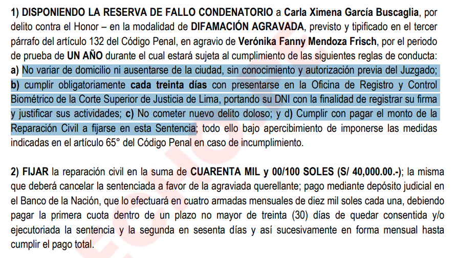 👇🏽👇🏽Esto es lo que le dijo Carla García a Verónika Mendoza en febrero del 2023. Hasta quiso vincularla a un reciente atentado en el Vraem. Por eso el PJ ha pedido que cumpla una serie de normas de conducta, entre ellas pagarle S/40 mil como reparación (se reservó el fallo). La...
