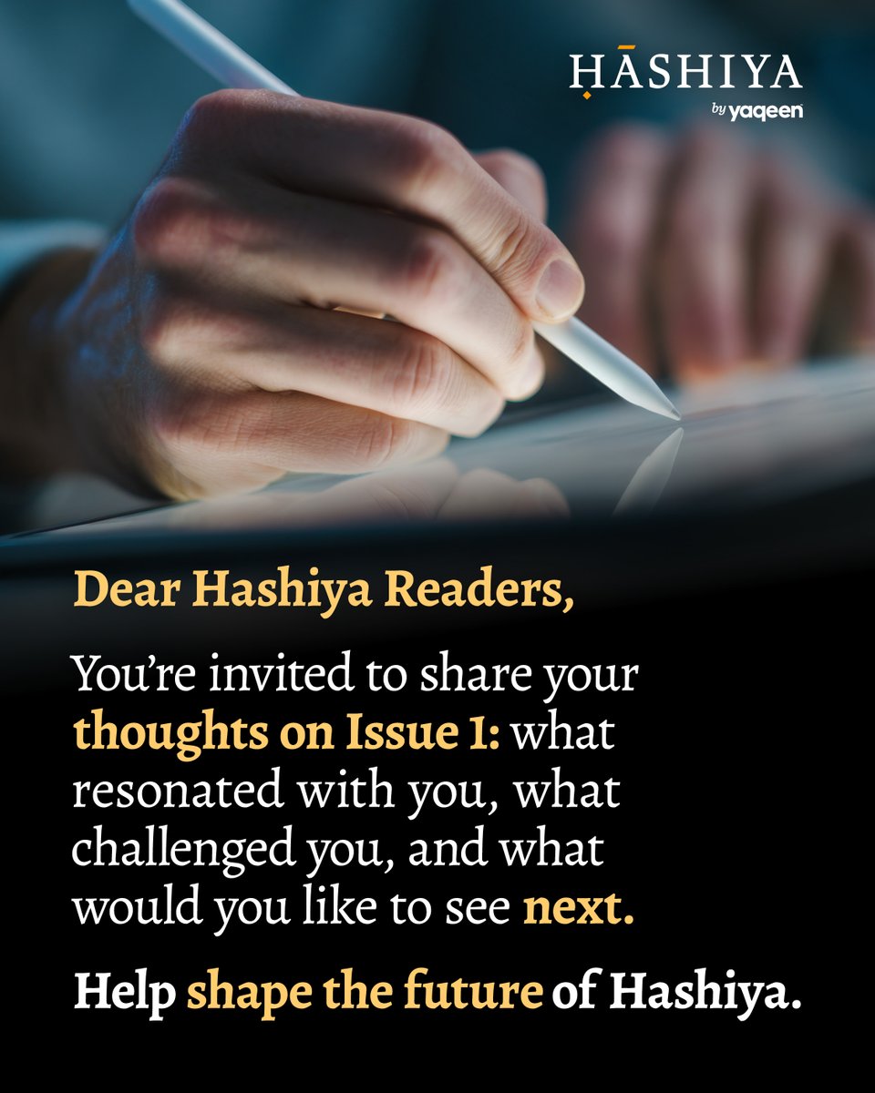 hashiyaofficial's tweet photo. Hashiya was created as a space for Scholarship at the Edge, rooted in the Islamic tradition. As we reflect on our first issue, we want to hear your feedback.

Take our short 5–10 minute survey to help shape the future of Hashiya: https://t.co/JpNrCSngO4 https://t.co/FUcbT2FIpA