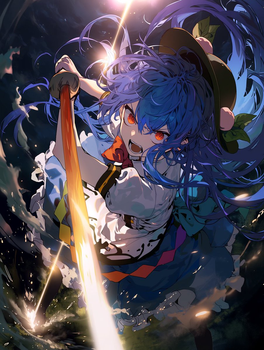 比那名居天子 #AIイラスト 安定しない緋想の剣。原作からしてそうだ