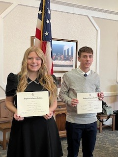 Congratulations to Emerie Baisden &amp; Alex Howell for being recognized by the Piqua Lewis-Boyer Chapter of the Daughters of the American Revolution. Emerie was the recipient of the Good Citizen Award and Alex was the winner of the Patriots of the American Revolution essay contest.