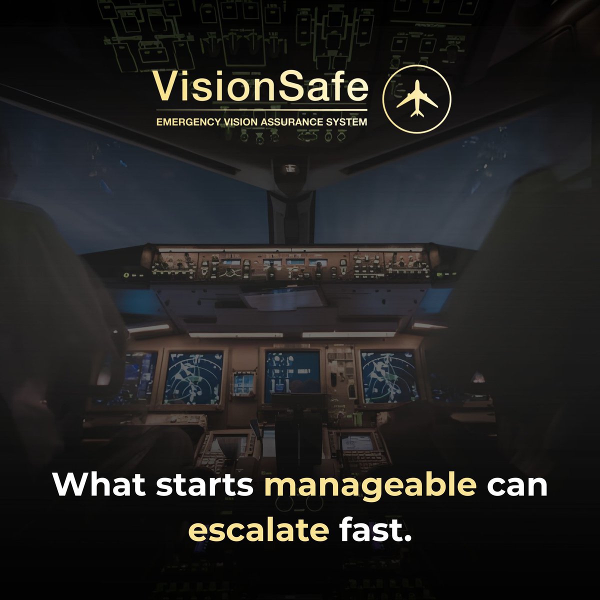 VisionSafeCorp's tweet photo. The most dangerous moment in a smoke event isn’t the start.
It’s what happens next.

At first, crews often still have control.
Procedures begin.

But smoke doesn’t stay static.
It thickens, spreads, and compresses time.

What felt manageable can escalate quickly as visibility drops and workload rises.
This is where pressure peaks, when crews must keep flying while conditions worsen.

That’s why maintaining visibility matters.
EVAS helps crews retain the clarity they need as situations evolve.

💭 When does a smoke event become most challenging - at onset, or as it evolves?

https://t.co/W6akNgxnyt

#AviationSafety #PilotSafety #VisionSafe #EVAS #EmergencyPreparedness #AircraftTechnology #FlightSafety #AviationInnovation #SafetySolutions #SmokeProtection