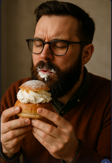 ThomasIvar62's tweet photo. #Semlor #Fastlagsbullar Tester av dessa bakverk i TV bör bara göras av män i helskägg. https://t.co/oknltOpzQk