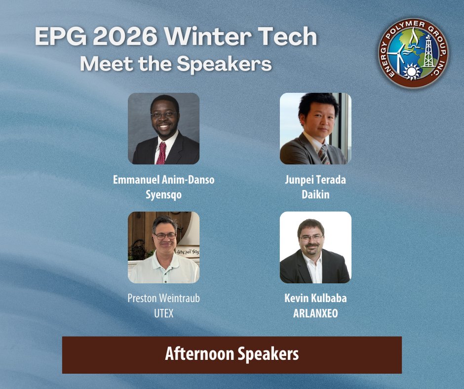 Meet our Winter Tech afternoon speakers! The afternoon sessions at the EPG 2026 Winter Technical Meeting are bringing serious technical depth and real-world application to the stage.

energypolymergroup.starchapter.com/meetinginfo.ph…