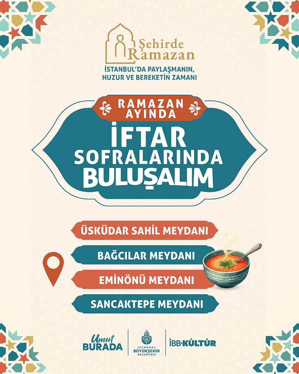 istanbulbld's tweet photo. Ramazan ayında İstanbul’un meydanlarında, İftar sofralarında buluşuyor; Ramazan’ın birlik ve beraberlik ruhunu birlikte yaşıyoruz. https://t.co/JLoel2SefU