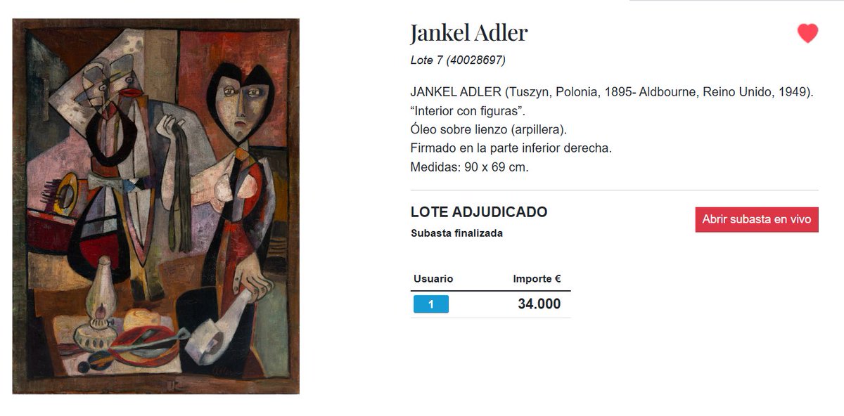 #JankelAdler #sold <a href="/setdart/">Setdart</a> .
"Some critics have remarked upon the affinity between the grave seriousness of Jankel Adler's figures, his firmly constructed compositions, and the strength and severity of the Jewish orthodox religion in which he was raised. Talmud and Cabbala."