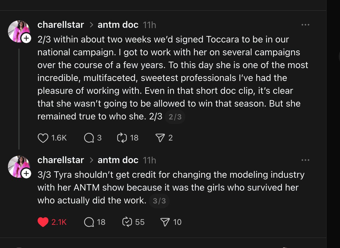 one day she happened to see tocarra on local news, kept calling the station until someone put them in touch. like this is crazy. this tells people you don't take these girls seriously. of course they didn't get opportunities. the opportunities came and tyra said "idk her"