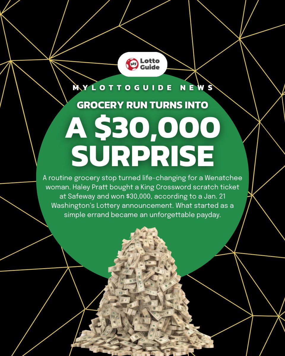 guide_lotto's tweet image. Grocery Run = $30,000 Surprise!

What started as a simple stop at Safeway turned into a life-changing moment for a Wenatchee shopper

Haley Pratt picked up a King Crossword scratch ticket- $30,000 WINNER!

#LotteryWin #ScratchOff #WashingtonLottery #BigWin #LuckyDay #InstantWin