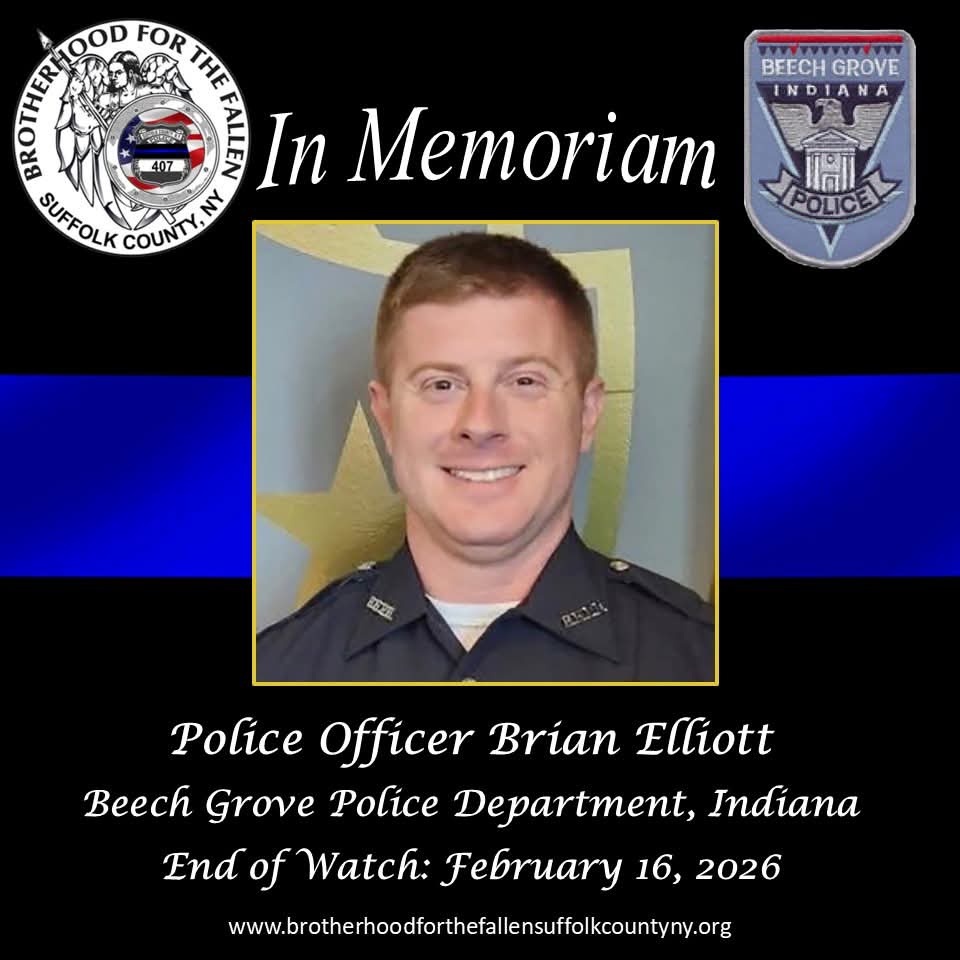brotherfallSCPD's tweet photo. On Feb 16, PO  Brian Elliott of the Beech Grove PD in Indiana was shot and killed while responding to a domestic disturbance call. A 2nd officer was also injured during this incident and is expected to recover. PO Elliot was 33 years old and is survived by his wife.
#officerdown https://t.co/QM5fkKlY7i