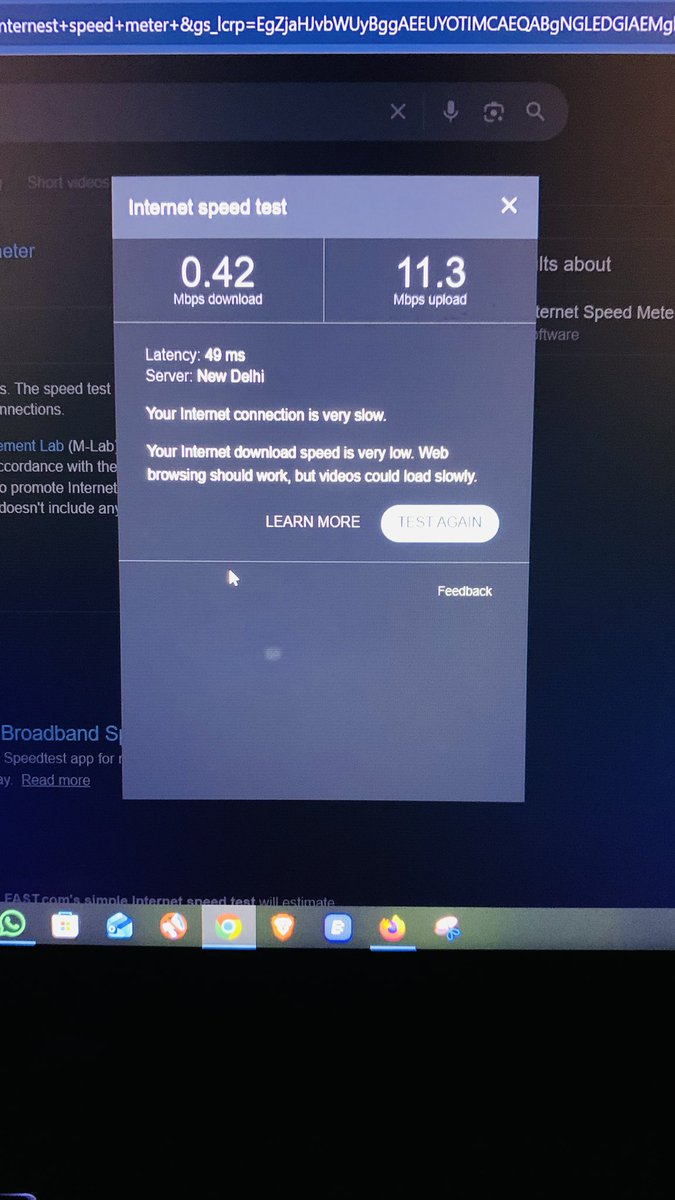 decodecrime's tweet photo. I’m using the Jio Fiber 100 Mbps plan, but the current speed is only 0.42 Mbps download (speed test attached). This is much lower than the committed speed and is affecting my work badly. Kindly look into the issue and resolve it at the earliest. https://t.co/BYjPEwBey0