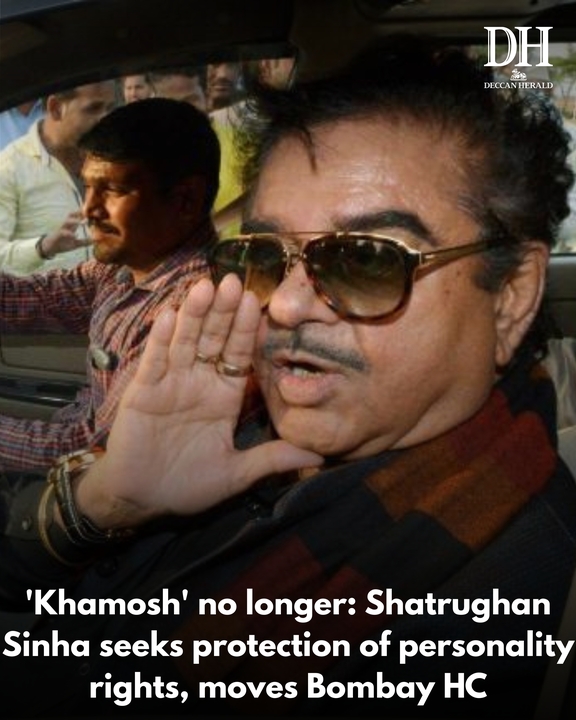 DeccanHerald's tweet photo. Actor and Lok Sabha MP #ShatrughanSinha moved the #BombayHighCourt seeking protection of his personality rights, including his famous dialogue "#Khamosh" (silence).

https://t.co/f4JFGlVFYO https://t.co/gLqR9QOcYL