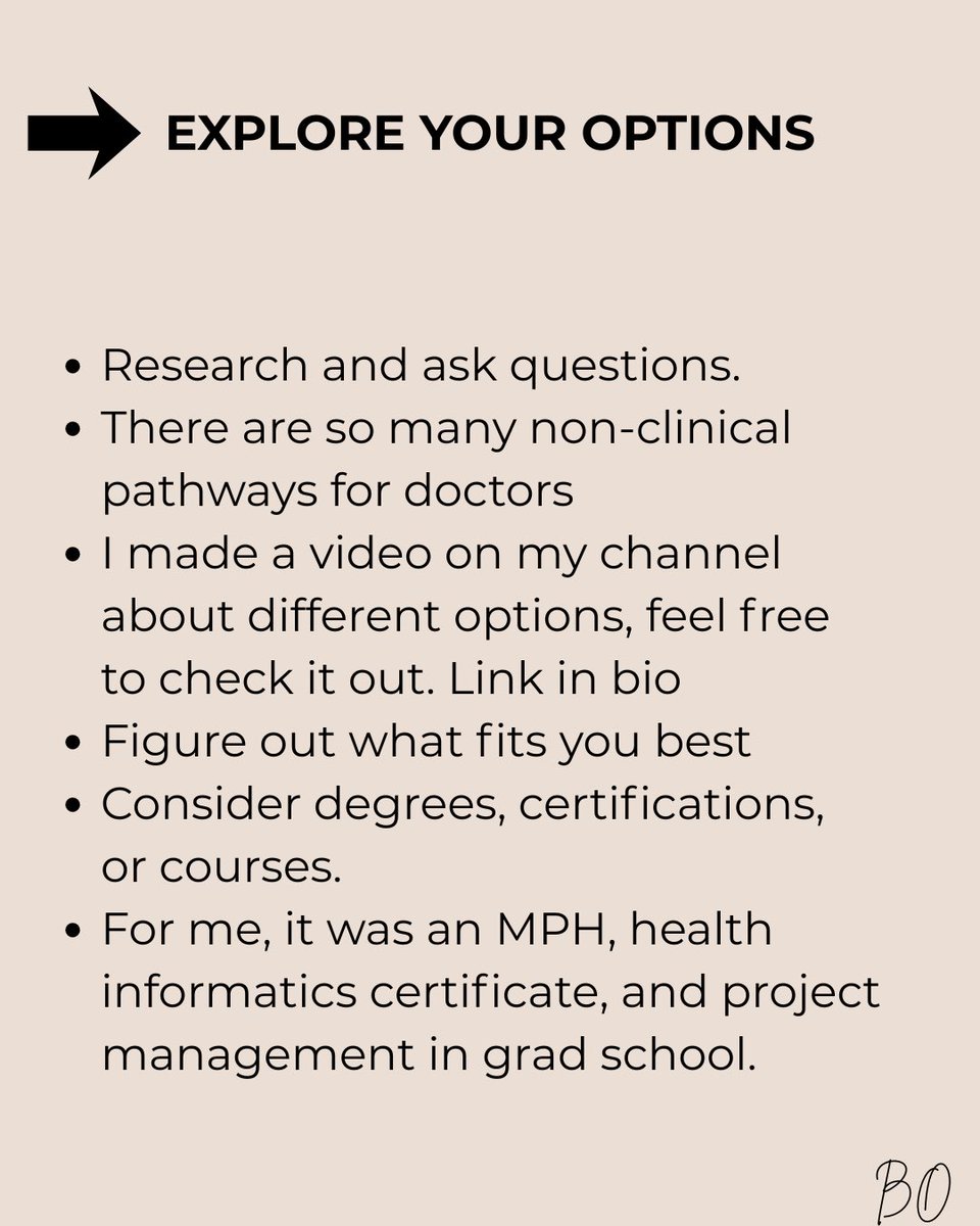 Prettyfaze's tweet photo. https://t.co/5zIvfouttl

Something for medical doctors thinking about a pivot. I shared a full carousel breaking this down. If you’re a doctor or medical student figuring out your next step, this is for you. Please RT &amp; share with someone who needs it 🙏🏽❤️.

#Doctors https://t.co/ZE3MRHm88e