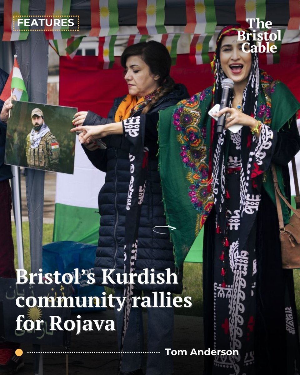 TheBristolCable's tweet photo. As attacks intensify in northern Syria, Kurdish Bristolians Tara and Tanya speak to the Cable about betrayal, resistance and why the women-led revolution must be defended

Read this eye-opening story by Tom Anderson: https://t.co/a94kyXnzjN

#Rojava #Bristol #Protest https://t.co/qM6xRMj3Xm