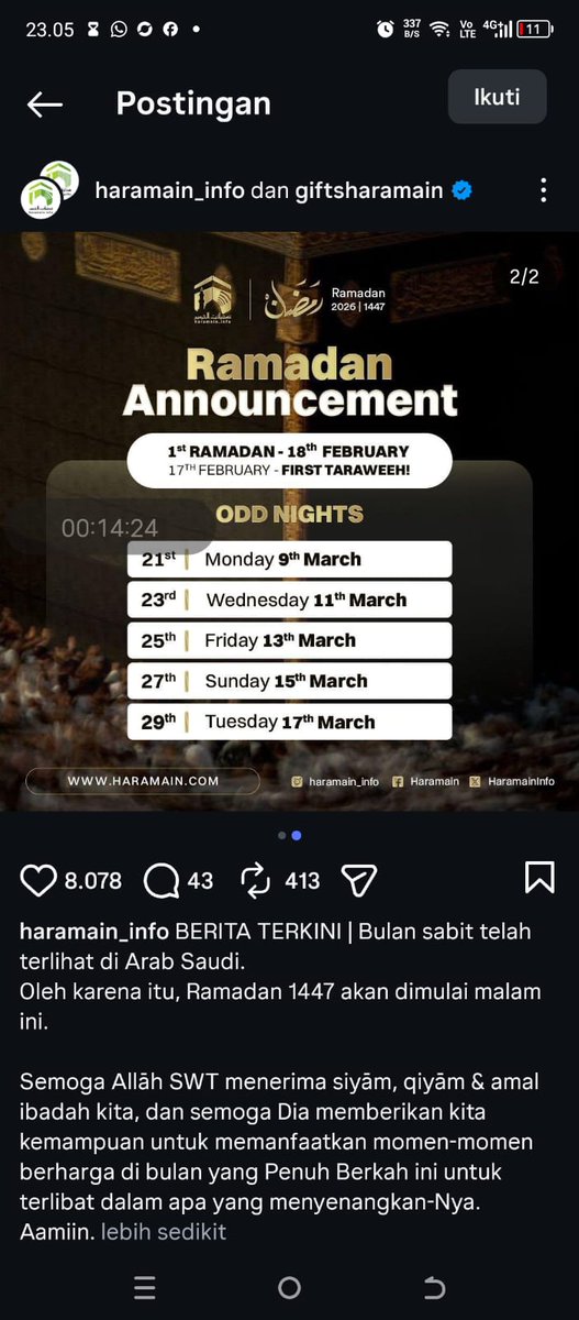 orientaleyes__'s tweet photo. Aku terlahir dr keluarga NU, lingkungan NU.
Tpi khususon untk penentuan puasa ataupun hari raya aku ikut Rukyatul hilal global. Dan menurut Rukyatul hilal global besok mulai puasa.

Selamat menjalankan ibadah puasa teman-teman 🥰
Jangan lupa siap-siap war takjil nya ya 😅 https://t.co/DGLDLNOAxi