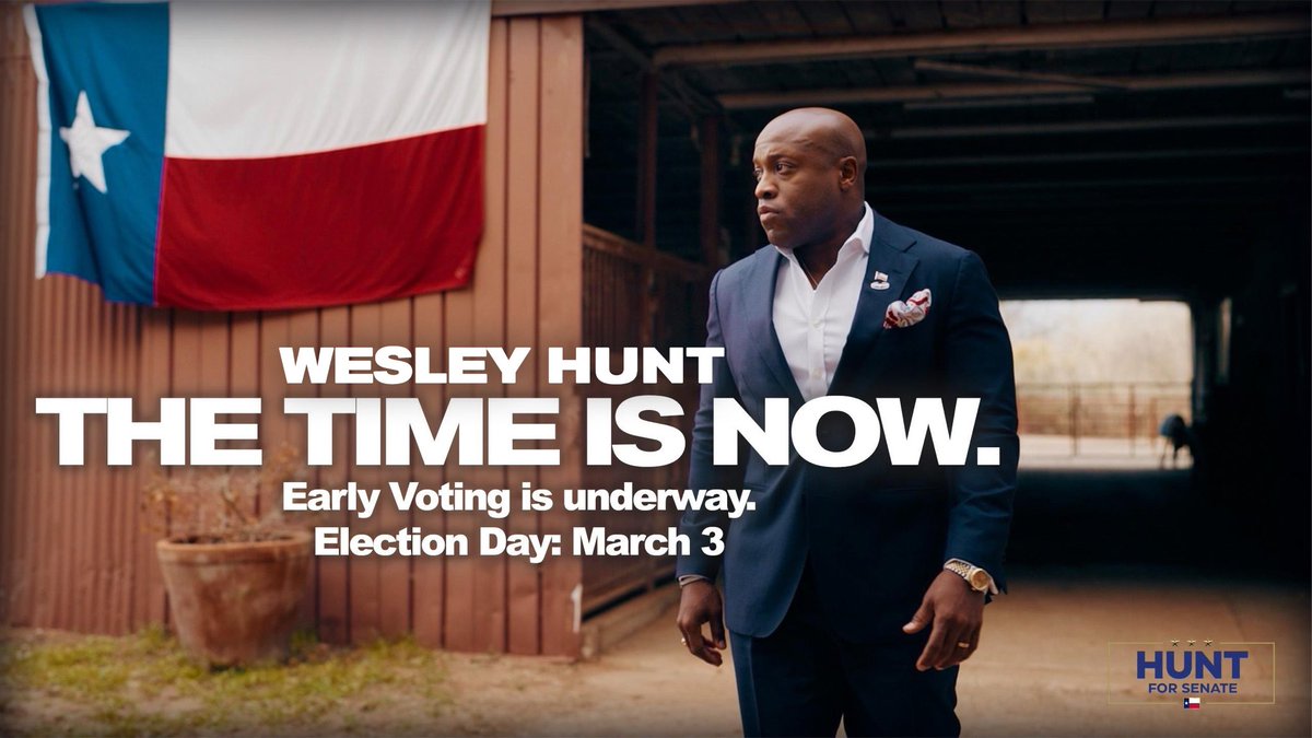 EARLY VOTING HAS BEGUN. 🗳️ 

I risked my life for this nation.
I stood with President Trump from DAY ONE.

I’m running for Senate to fight for our kids, our values, and a NEW generation of leadership.

The time is NOW.

Early voting locations here:
tinyurl.com/ysss8h5n