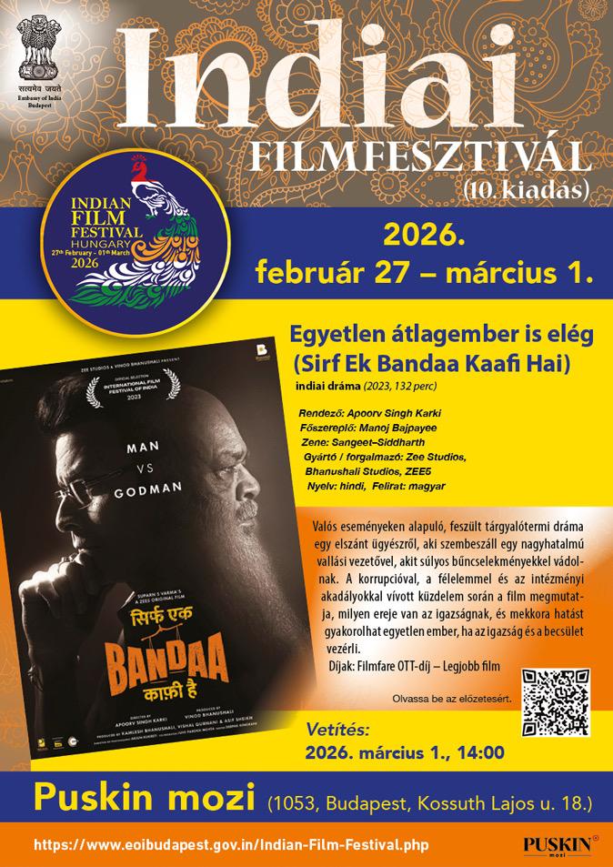 IndiaInHungary's tweet image. Cinema for change. Sirf Ek Bandaa Kaafi Hai tackles safety and justice. Raksha Bandhan tackles dowry. Movies that matter. Mar 1. 🎞️⚖️

#SocialChange  #indiancinema  #SirfEkBandaaKaafiHai  #RakshaBandhan #IndianFilmFestivalBudapest #IFFBudapest2026 #IndiaInHungary #IndianCinema