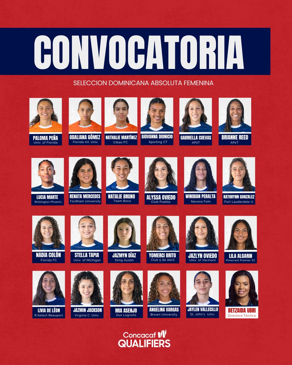 💙🇩🇴 QUISQUEYANAS CONVOCADAS AL PRÓXIMO PARTIDO DE ELIMINATORIAS MUNDIALISTAS 🇩🇴❤️
