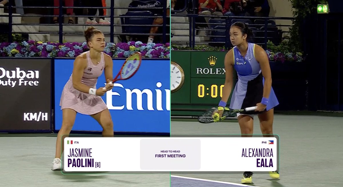 Alex Eala vs Jasmine Paolini about to be underway in Dubai. Alex won the  toss and chose to serve. #DDFTennis