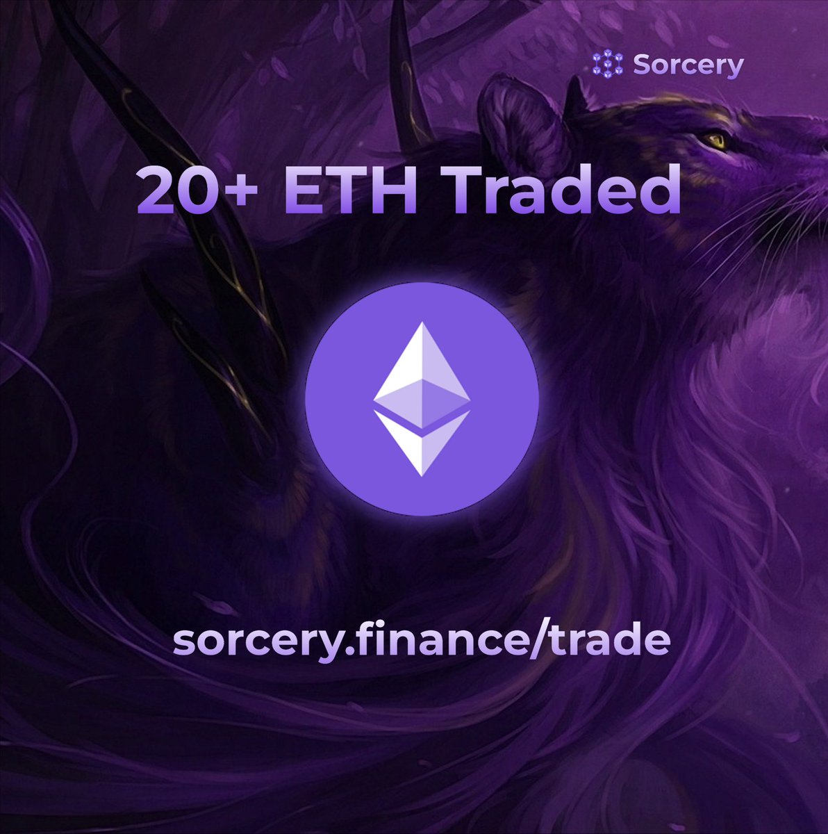 Sorcery has surpassed 20+ $ETH successfully traded on our Dex 🔵✨

Users have so far executed 129+ transactions totaling $43,453+ on <a href="/ethereum/">Ethereum</a> 🪄

Acceleration coming fast. 

sorcery.finance/trade