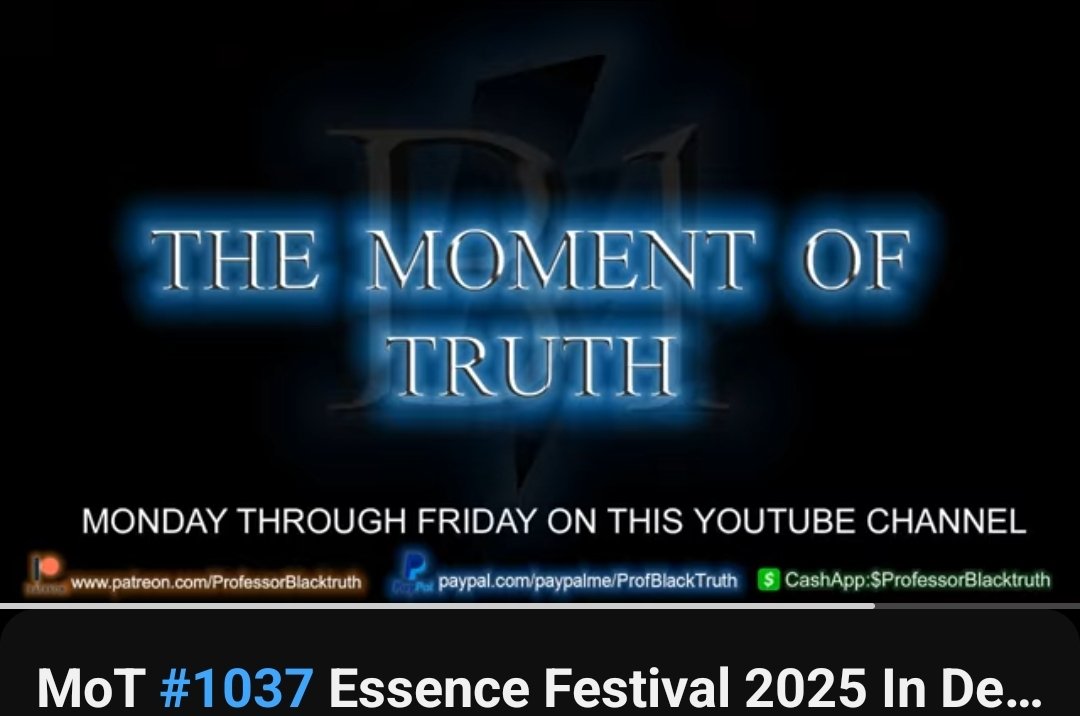 youtu.be/s8hXtjyMEKs?si…
The Professor <a href="/ProfBlacktruth/">ProfessorBlackTruth</a> gives the truth on the mess that has become #essencefestival 
#FBA #FoundationalBlackAmericans <a href="/AfrDiasporaNews/">African Diaspora News Channel</a> <a href="/arthurwatkins/">Arthur Watkins Jr. 🇺🇸</a> <a href="/CCFreedmen/">CCFreedmen</a> <a href="/nikkithagod/">💖 Nikki Tha God</a> <a href="/blackdetta/">Lineage Over Melanin</a> <a href="/BlackAlphaNetw1/">Black Alpha Network</a>