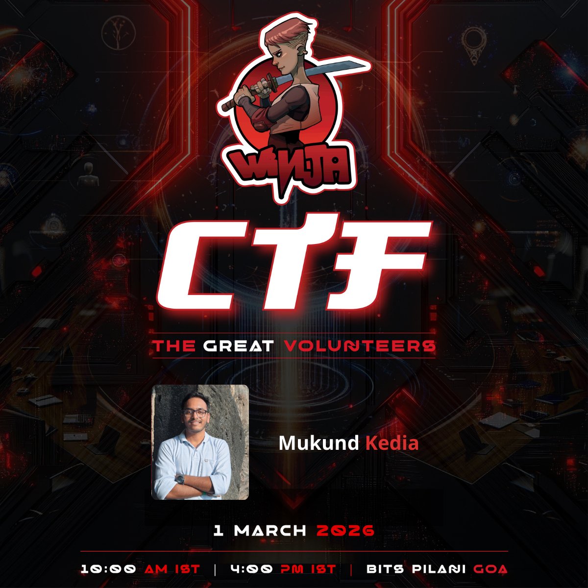😎 #WinjaCTF just got even better with <a href="/devplayer55221/">Mukund</a> on the team! Bringing energy, focus &amp; great vibes to the hacker community

All about challenges, curiosity and collaboration—and he’s here for it. Spot him at #NullconGoa2026, start a conversation!

👉nullcon.net/goa-2026/ctf
