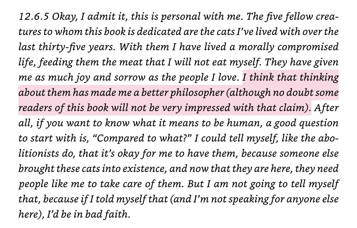for those desiring to become better philosophers, may i suggest thinking more about cats?
(Derrida as quoted by Wolfe, Philosophy &amp; Animal Life; Korsgaard, Fellow Creatures)