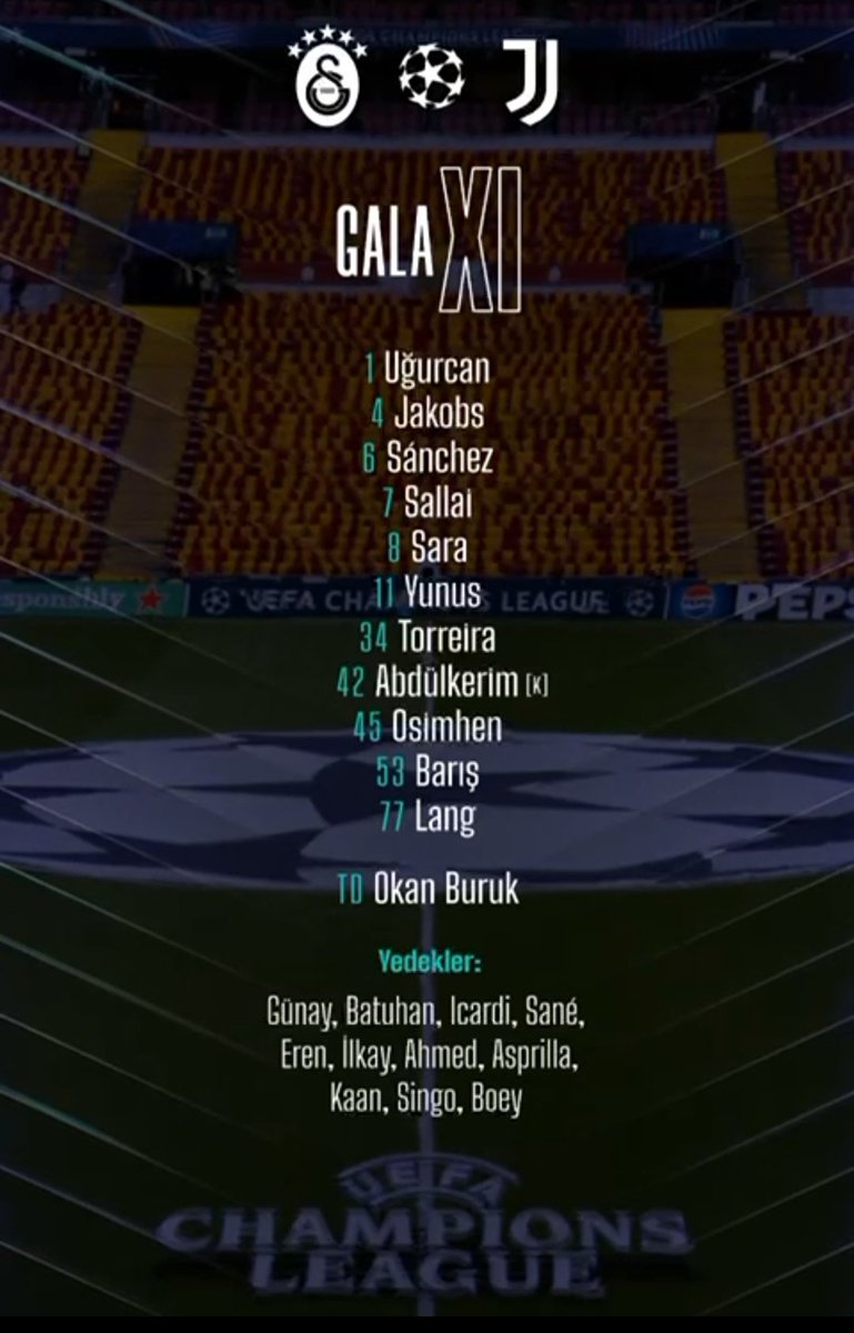 Kadroya bak
Singo yok Sane yok. 

Adamdaki inat kimsede yok. 
Mağlubiyet direkt Okan'a yazar
#BugünGünlerdenGALATASARAY