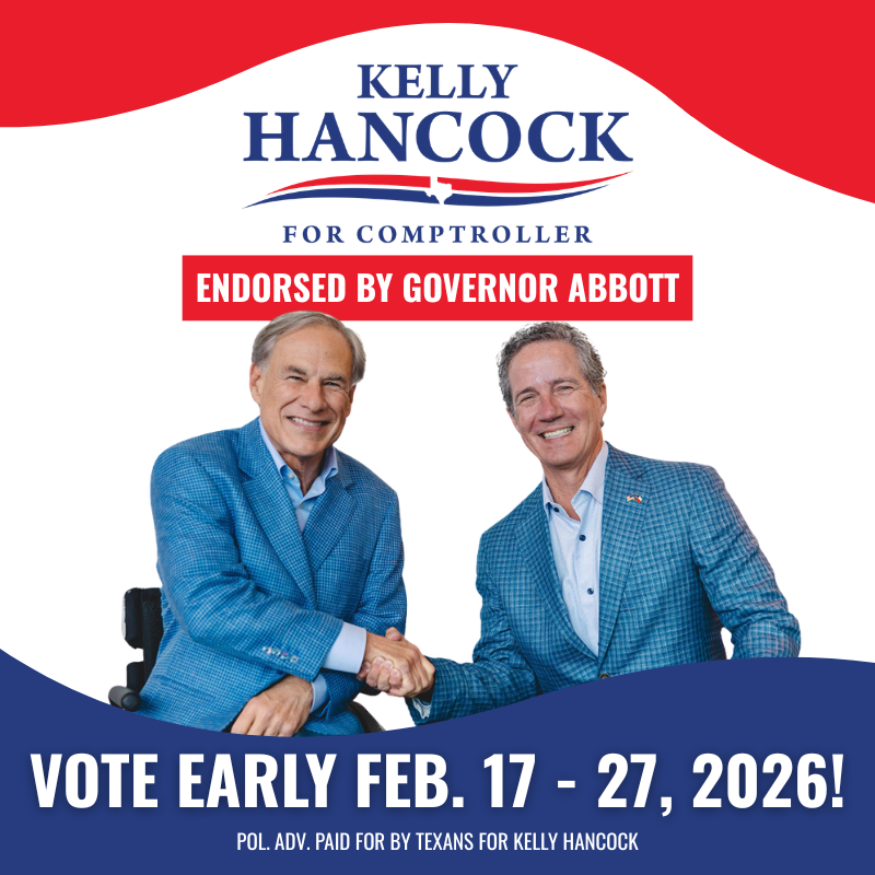 KHancock4TX's tweet photo. Early voting has officially started!

I’m working with @GregAbbott_TX to keep our border secure, end DEI, ensure no taxpayer dollars go to terrorist organizations, launch Texas DOGE, and break records with the largest education freedom program in the country.

Go vote today! https://t.co/uplmQtvYll