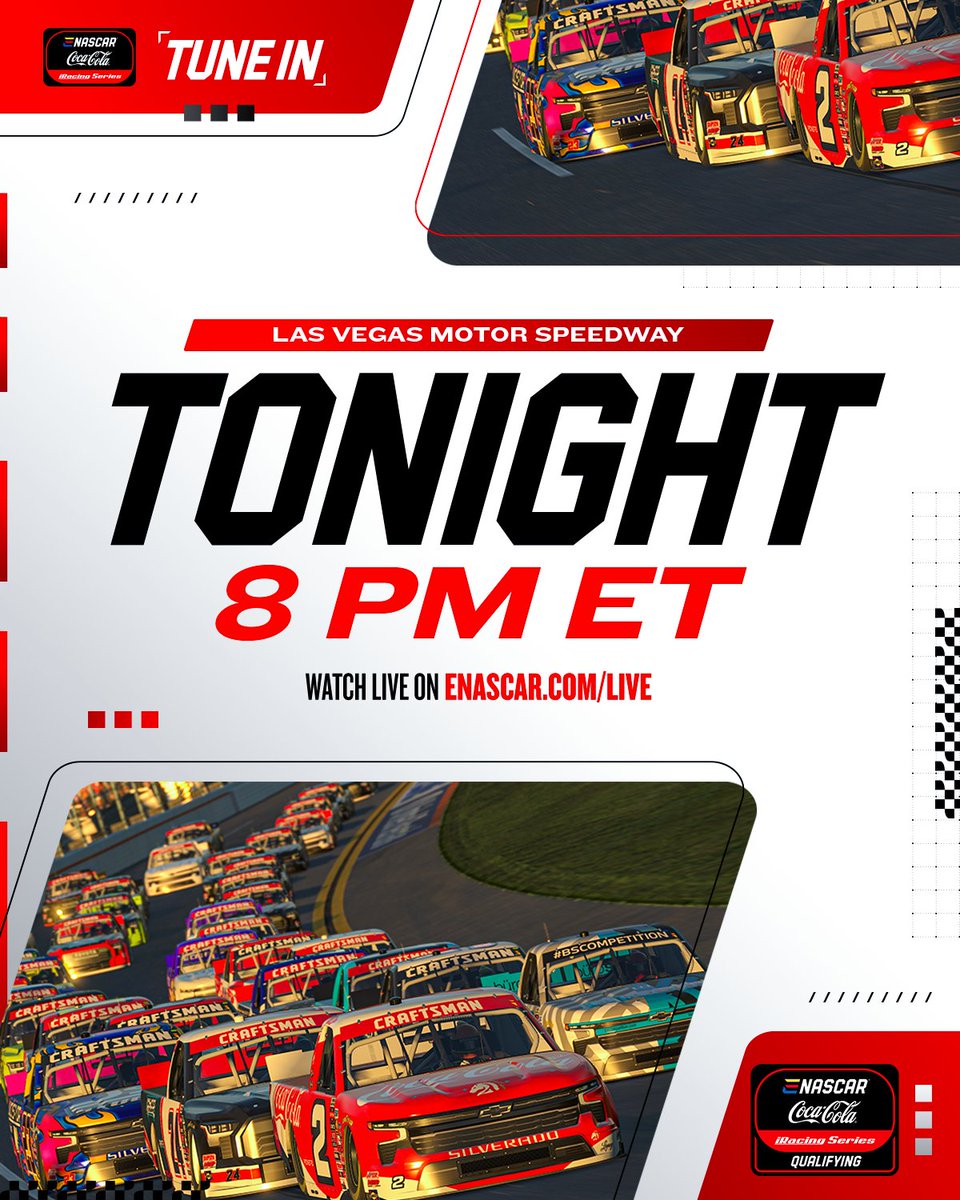 Place your bets. 🎰

Round 2 of the eNASCAR Coca-Cola iRacing Qualifying Series hits Las Vegas tonight.

<a href="/CocaColaRacing/">Coca-Cola Racing</a> <a href="/iRacing/">iRacing</a> <a href="/LogitechG/">Logitech G</a>