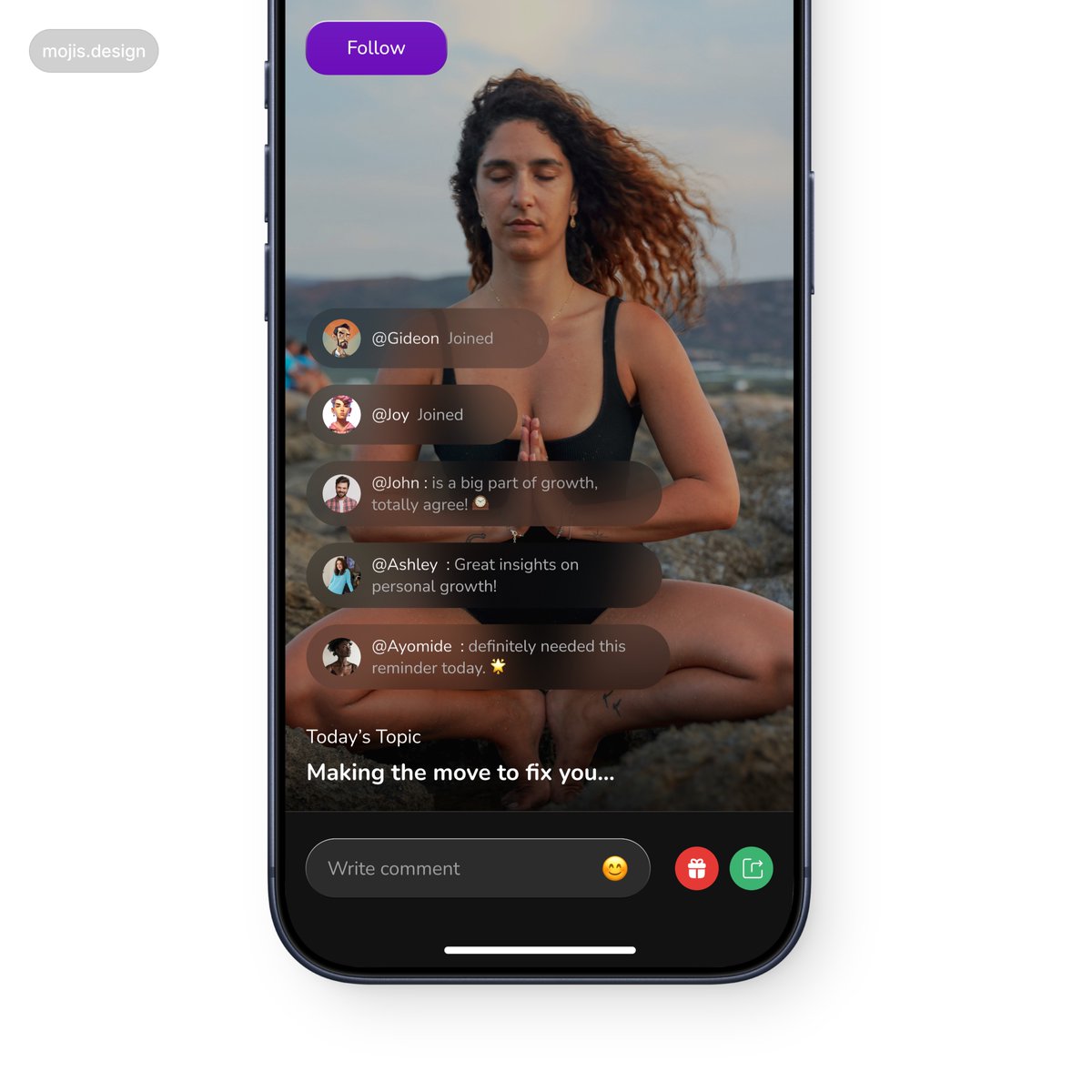 Social media app design from the studio.

Designed to optimize for engagements: high-fidelity video streaming, quick action flows and an easy way for fans to send gifts to creators in just a few taps. 

Less friction, more real interactions.