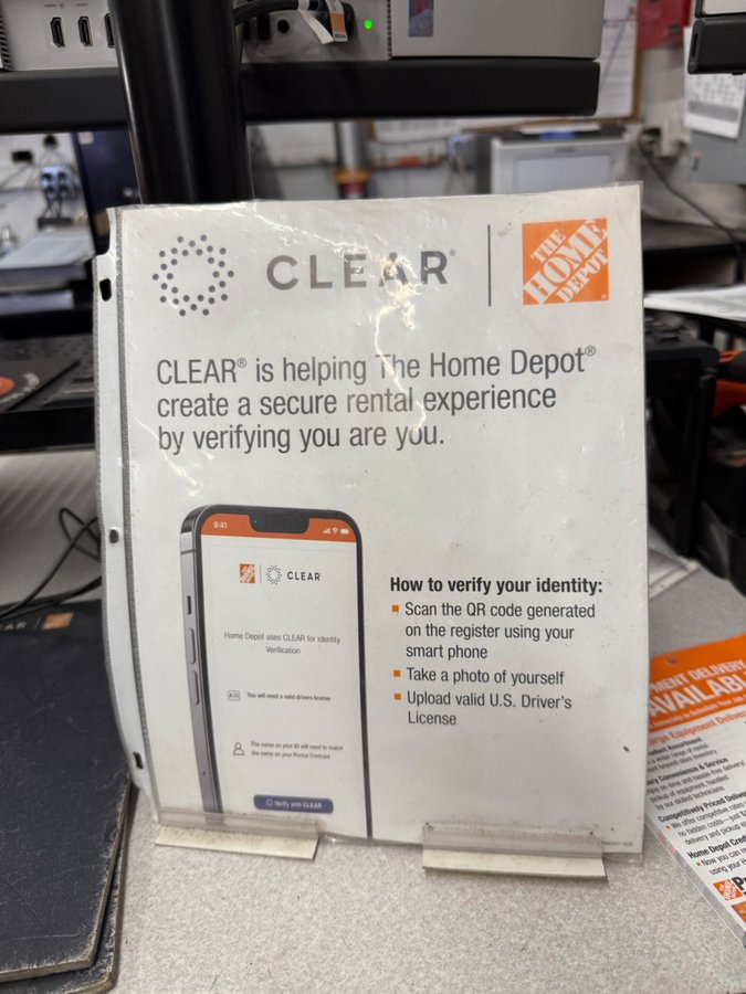 Home Depot is now partnering with CLEAR. This is the biometric future that's coming.  First airports, then apps, now hardware stores. It starts as “security,” becomes “standard,” and ends as “required.”

You’re not a customer anymore. You’re the dataset.