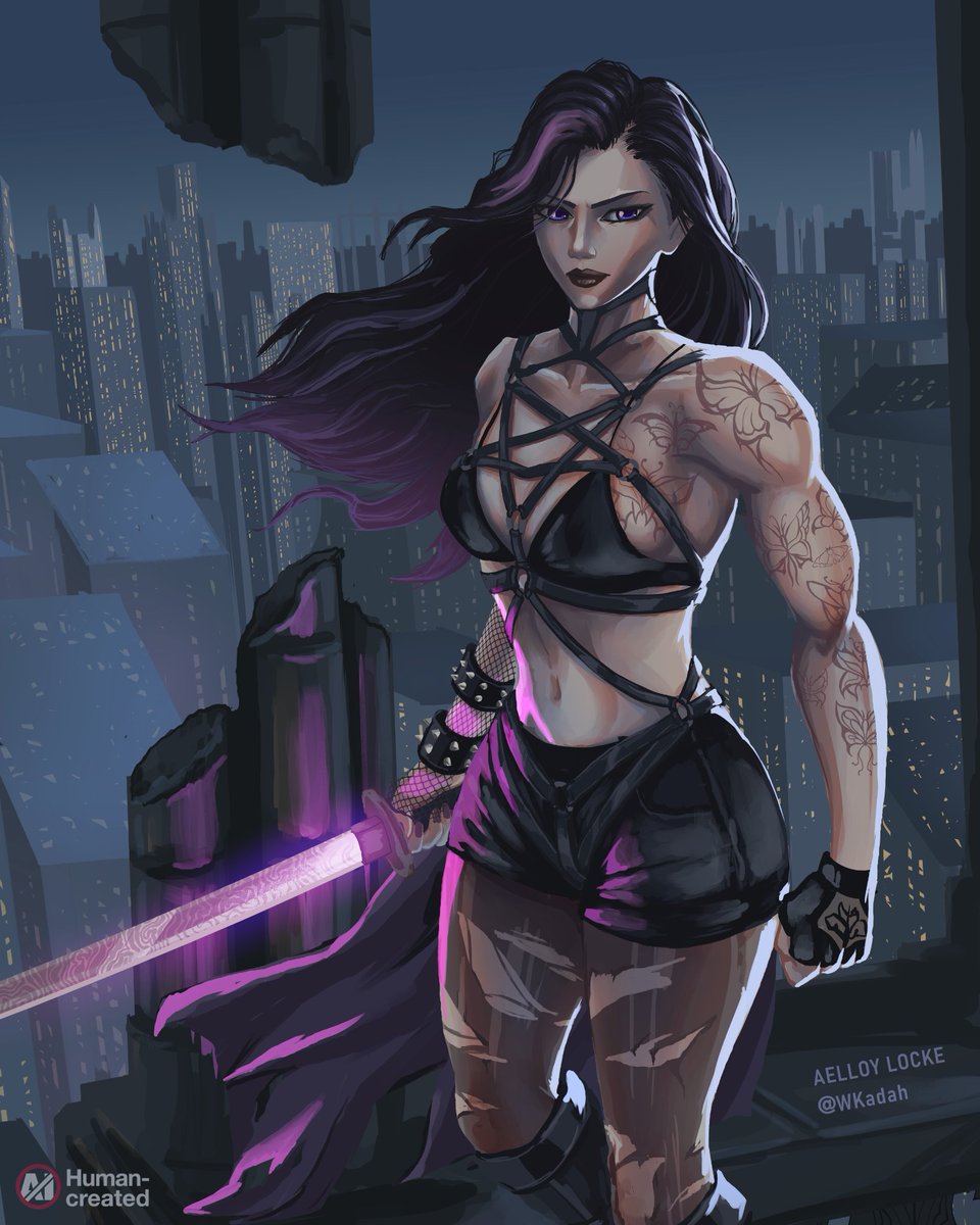 Forgot to show you that my Goth Psylocke's sword is made of Damascus steel