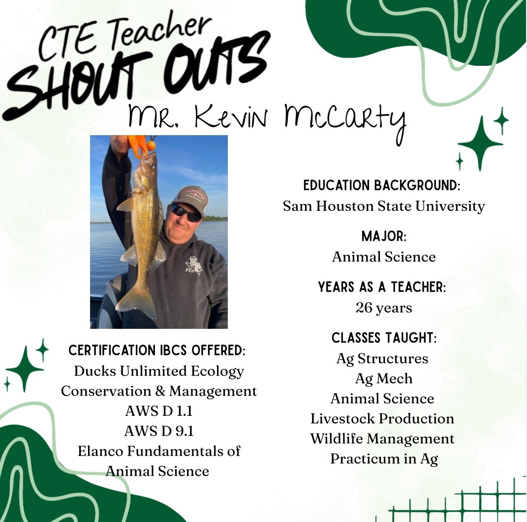KPHSNTHS's tweet image. CTE Teacher Shoutout: Mr. Kevin McCarty- Agriculture
Caring for animals, mastering equipment, and leading through FFA. Building skills that last a lifetime. #CTEMonth #HumbleCTE #WeAreKPark @HumbleISD_KPHS @HumbleISD_CTE @KP_FFAbooster