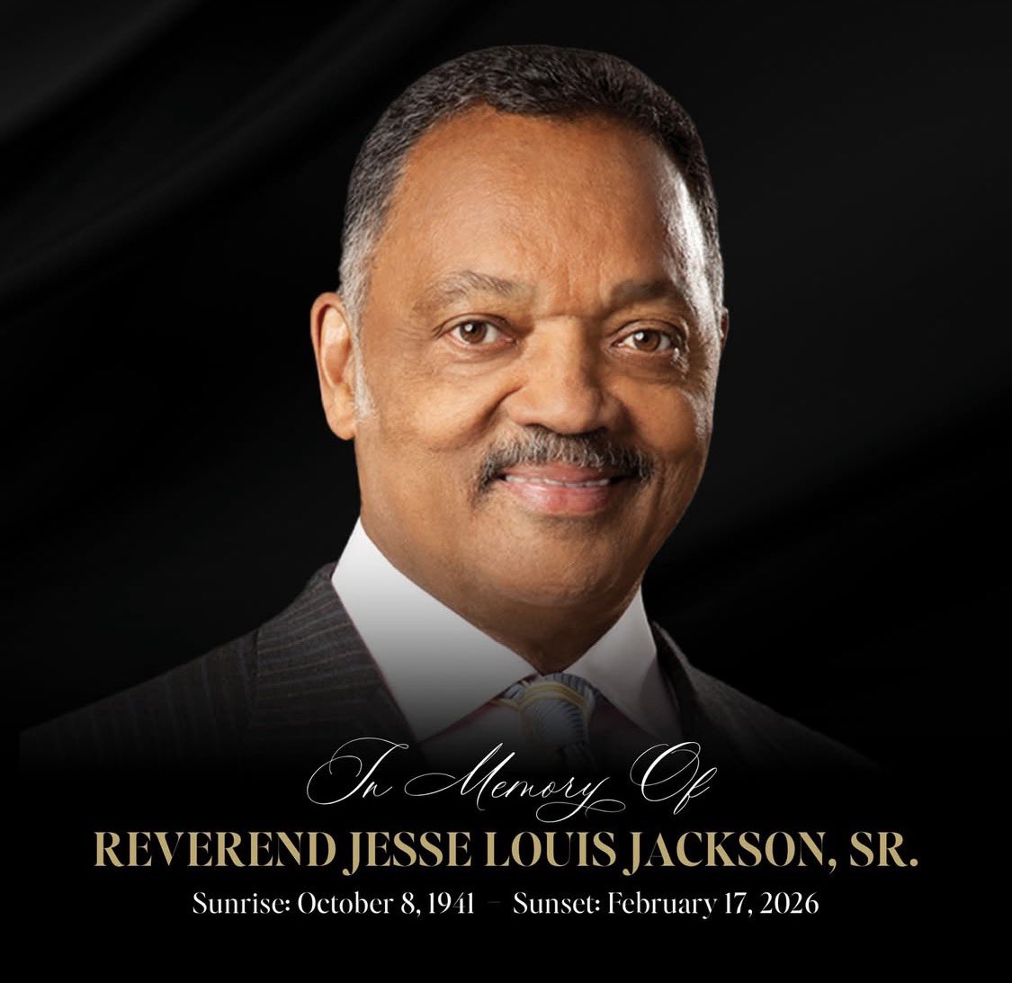 Civil Rights Icon Rev Jesse Jackson passed away on Tuesday, February 17, 2026 at 84 years old. #RIP #JesseJackson 🕊🕊🕊
