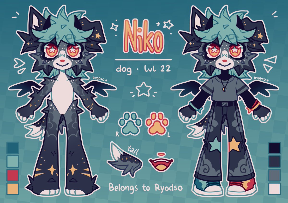 Ryodso's tweet photo. Made a new ref and a small redesign for my truesona Niko ⭐💙 https://t.co/R2ZbQCC28o