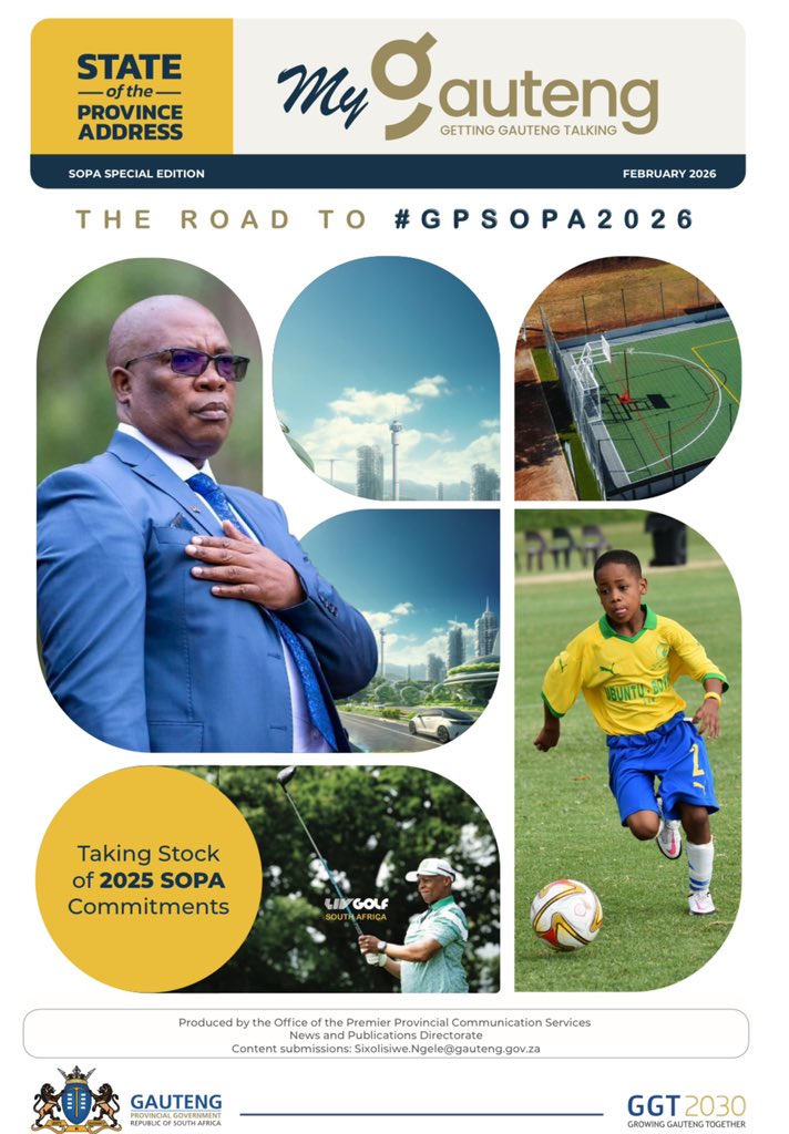 GautengProvince's tweet photo. #GPSOPA2026 | This op-ed by @GautengSACR MEC @matomekopano, celebrates the province's deliberate investment in sport as a driver of unity, talent development, and economic growth. 

Amid the 2025 National School Sports
Championships-where Gauteng defended its athletics title since 2012 with 201 medals, and the upcoming @livgolf_league South Africa debut at Steyn City in March 2026, the piece underscores a thriving pipeline from
township fields to professional arenas.

Candid about challenges such as
resource gaps, MEC Chiloane's vision
positions Gauteng as the true 'Home
of Champions'- transforming lives
one game at a time.

https://t.co/hvudumqdUg

#GrowingGautengTogether