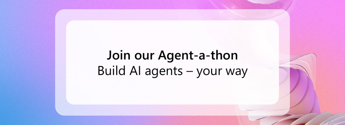 MicrosoftLearn's tweet photo. You’re invited! Join Microsoft AI Power Days: Agent-a-thon and build your own AI agent at no cost, and with no coding experience required. 

AI agents are changing how teams work, and this virtual event helps you stay ahead. Sign up early so you can take the self‑paced training and start brainstorming before the live session on February 19: 

https://t.co/uw2LxdaJUS