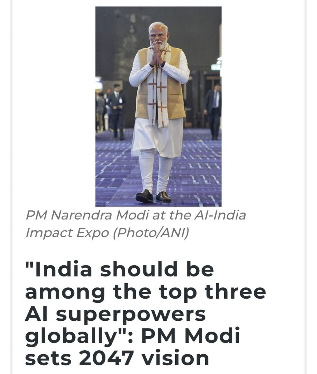 Urge all citizens to read this remarkable interview where Hon’ble Prime Minister Shri <a href="/narendramodi/">Narendra Modi</a> Ji articulates India’s bold vision to emerge among the top three AI superpowers globally by 2047. It presents a clear and forward-looking roadmap that blends cutting-edge