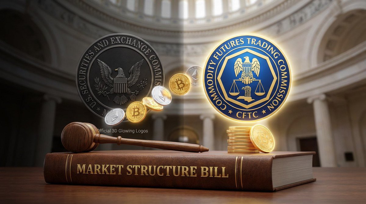 TRUMP SIGNALS 180-DAY MARKET RESET

Big money hates uncertainty. Trump just signaled the Market Structure Bill is close. This isn't just noise—it's structural reform for $BTC and $ETH.

The Alpha:
- Oversight splits between SEC and CFTC.
- Digital commodities go to the CFTC.
-