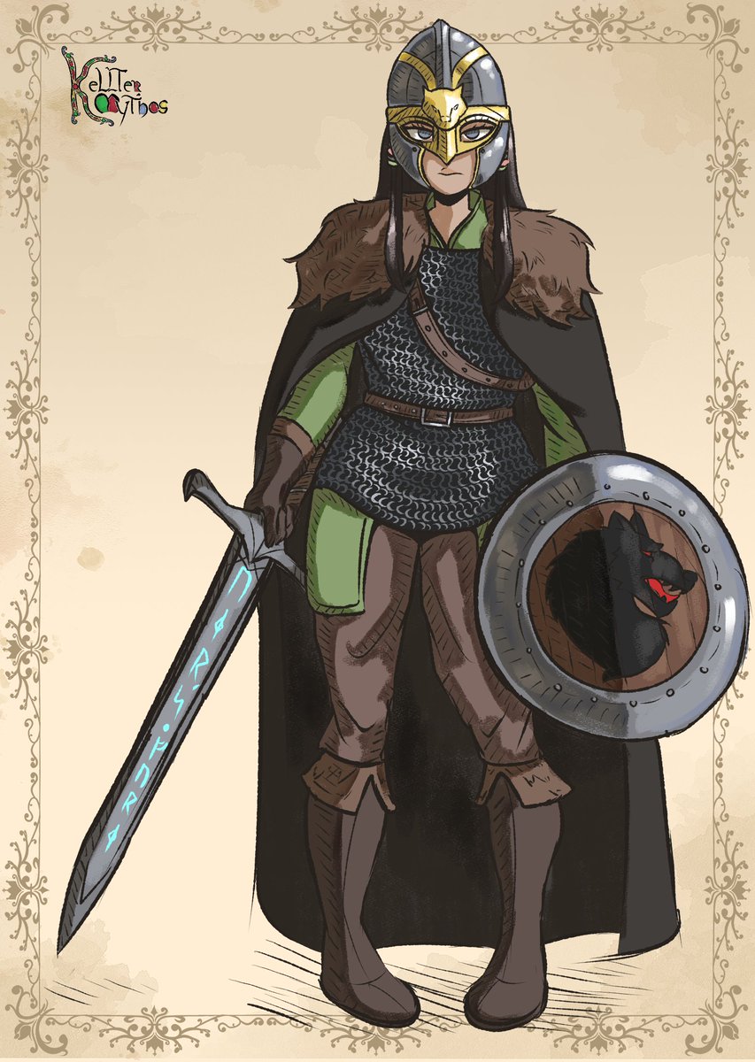 Commision for <a href="/TevinDaniels24/">Victor the LoreSeeker</a> , Patricia Ragnall the She Wolf of the North. Thank you!🩶