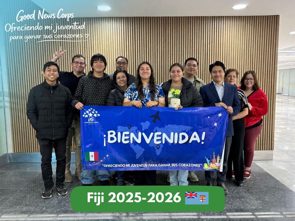 CorpsGood's tweet photo. Hoy, 17 de febrero, Sonia Valencia de la sede de IYF Ciudad de México regresó a México tras concluir su servicio Good News Corps en Fiyi (Fiji) 🇫🇯🇲🇽.

¡Bienvenida! https://t.co/R9hCc27HEd