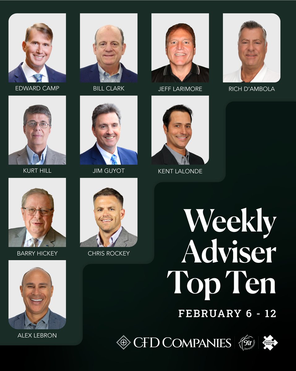 Let's give a round of applause to our top 10 advisers of the week! 🎉

Your dedication, focus, and unwavering commitment to exceptional client service continue to raise the bar.

Join a firm where your growth actually matters.
joincfd.com

#financialadviser