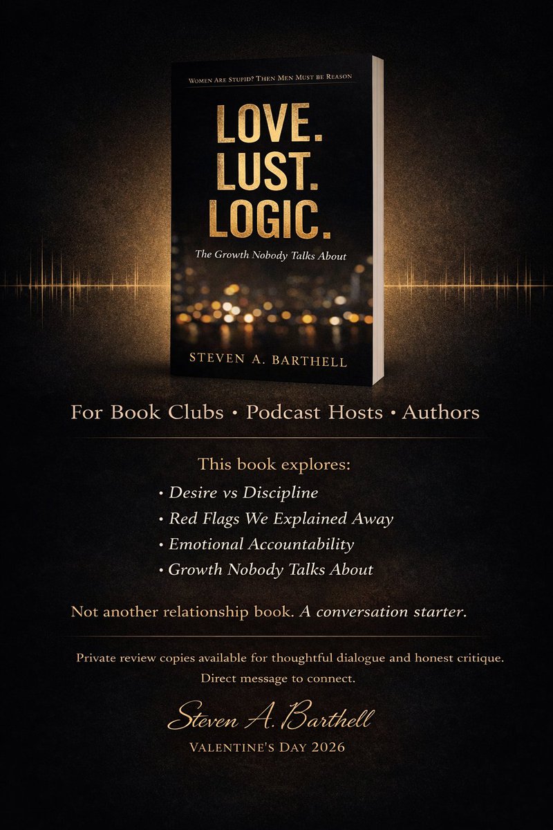 StevenABarthell's tweet photo. Most dating conversations stay surface level. This book doesn’t. I’m looking for podcast hosts and book clubs ready to unpack real themes around attachment, emotional responsibility, and modern dating culture.

Let’s build a conversation that lasts longer than a viral clip. https://t.co/HZhbgJuA4k