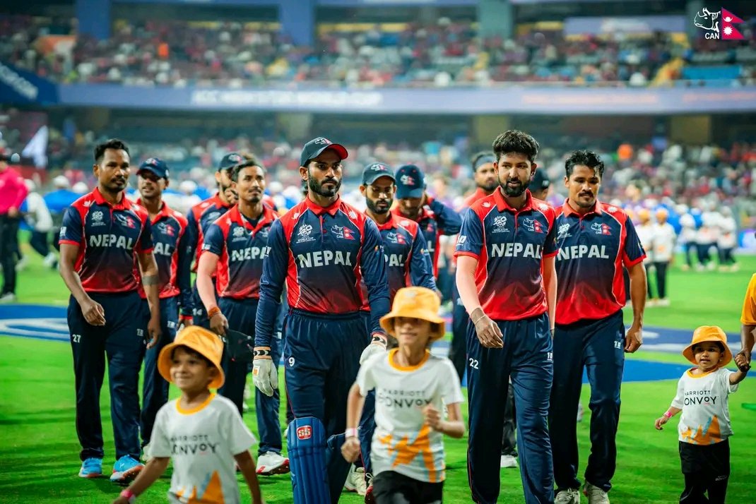 ICCAsiaCrickett's tweet photo. 🚨  What a match! What a win for Nepal! ❤️ 🇳🇵

Nepal defeated Scotland by 7 wickets in the T20 World Cup. This is Nepal’s THIRD win in T20 World Cup history* 🤯 https://t.co/gKyOJQ4S3b