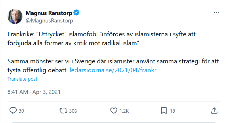 Då får vi anta att Magnus Ranstorp anser att antisemitism infördes av sionisterna i syfte att förbjuda all kritik mot israel?