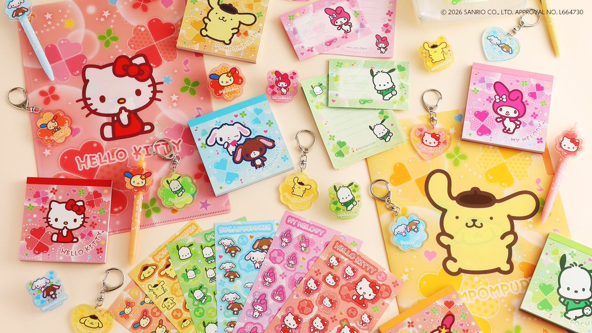 stagraphy_aeon's tweet photo. ✨幸せを呼ぶ!?クローバー✨ イオン限定販売のサンリオキャラクターズアイテム が登場🎀 持ち歩きたいポーチや、かわいすぎて使うのがもったいないシール・ミニレターも💖 お気に入りを見つけてね♪
 
📍イオンの文具売場でチェック！ #イオンの文具 #サンリオ https://t.co/uxwYkOWhQq