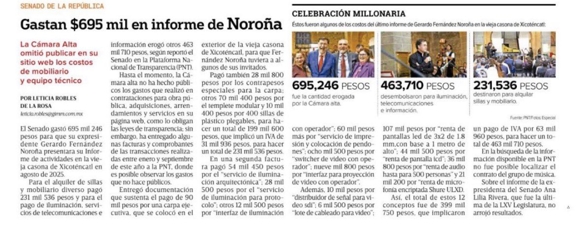 letroblesrosa's tweet photo. Hoy @NachoMierV se comprometió con la transparencia.

¿Por qué? 

Pues la opacidad del @senadomexicano llegó al grado inédito de no entregar los comprobantes de gastos del último trimestre del 2025 para su consulta en la Plataforma Nacional de Transparencia.

¡Imagínense! 

Hasta la @Mx_Diputados le ganó y transparentó cada peso de los casi 2 mil millones de pesos que repartió a las 6 bancadas. (@Excelsior )

Entre los últimos comprobantes de gastos del Senado que se pueden consultar está el pago de casi 700 mil pesos para el informe de su ex presidente de la Mesa Directiva. (@Excelsior )

((Lo repetí, porque hasta esta mañana me di cuenta que puse mal una vida. Yo a mí misma: 🤓🤓))