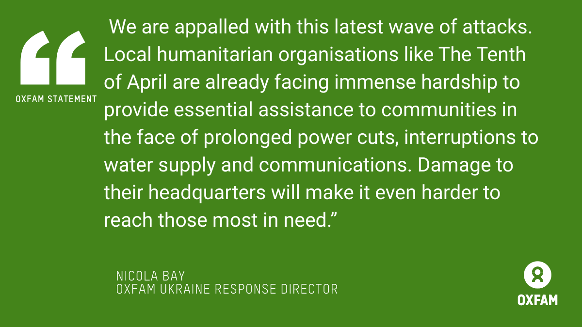 newsfromoxfam's tweet photo. After attacks in Odesa last week, Oxfam reiterates call for for an immediate halt to attacks on civilians and critical infrastructure, as partner organisation, The Tenth of April, tries to clear up the damage:   https://t.co/ePm7T69ZPQ https://t.co/pqkNGTP39u