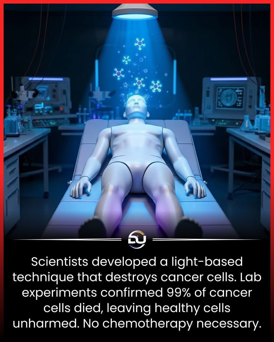 argosaki's tweet image. MEDBEDS 

Light could soon be the most powerful weapon against cancer

Scientists achieved a groundbreaking breakthrough that could change the future of cancer treatment forever. Researchers discovered a method to destroy cancer cells using only light, leaving healthy cells